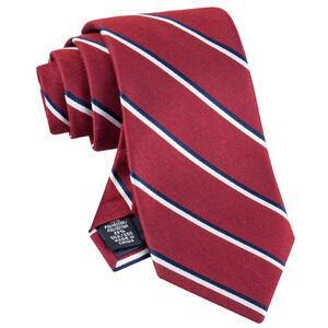 Tommy Hilfiger Men Thin Double-Stripe Tie Red